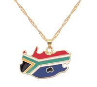 For South Africa Stainless Steel Map Pendant Necklaces Map Jewelry Gold Color Items for Bridal Women Man Party Gifts Earrings Sets Round Ball Jewelry