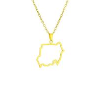 For Sudan Stainless Steel Map Pendant Necklaces Jewelry Gold Color Items for Bridal Women Man Party Gifts Earrings Sets Jewelry (Model 5)