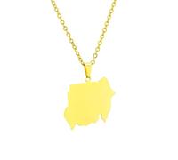 For Sudan Stainless Steel Map Pendant Necklaces Jewelry Gold Color Items for Bridal Women Man Party Gifts Earrings Sets Jewelry (Model 3)