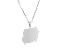 For Sudan Stainless Steel Map Pendant Necklaces Jewelry Gold Color Items for Bridal Women Man Party Gifts Earrings Sets Jewelry (Model 4)