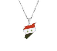 For Syria Flag Stainless Steel Map Pendant Necklaces Map Jewelry Gold Color Items for Bridal Women Man Party Gifts Earrings Sets Round Ball Jewelry (Model 14)