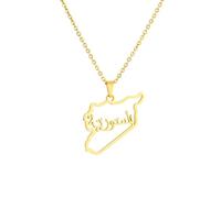 For Syria Flag Stainless Steel Map Pendant Necklaces Map Jewelry Gold Color Items for Bridal Women Man Party Gifts Earrings Sets Round Ball Jewelry (Model 9)
