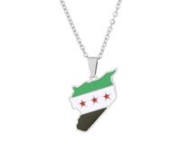 For Syria Flag Stainless Steel Map Pendant Necklaces Map Jewelry Gold Color Items for Bridal Women Man Party Gifts Earrings Sets Round Ball Jewelry (Model 2)