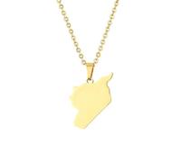 For Syria Flag Stainless Steel Map Pendant Necklaces Map Jewelry Gold Color Items for Bridal Women Man Party Gifts Earrings Sets Round Ball Jewelry (Model 11)