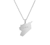 For Syria Flag Stainless Steel Map Pendant Necklaces Map Jewelry Gold Color Items for Bridal Women Man Party Gifts Earrings Sets Round Ball Jewelry (Model 4)