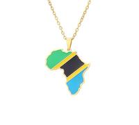 For Tanzania Stainless Steel African Map Pendant Necklaces Map Jewelry Gold Color Items for Bridal Women Man Party Gifts Earrings Sets Round Ball Jewelry