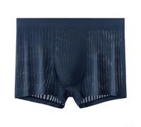 For the Modern Man - Calzoncillos tipo bóxer de seda de hielo para hombre, elegantes y simples (XL, azul oscuro)