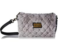 FOR TIME Bolso Bandolera Redonda Furry, Gris, 20x12x12 cm