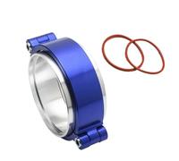 For tubo de entrada Turbo, abrazadera de banda en V de escape de aluminio de 2 "/2,5"/3 "con conjunto de sistema de brida, abrazadera anodizada con Kit de brida(3inch Blue)