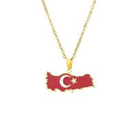 For Turkey Stainless Steel Map Pendant Necklaces Jewelry Gold Color Items for Bridal Women Man Party Gifts Earrings Sets Jewelry (Model 1)