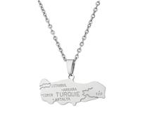 For Turkey Stainless Steel Map Pendant Necklaces Jewelry Gold Color Items for Bridal Women Man Party Gifts Earrings Sets Jewelry (Model 8)