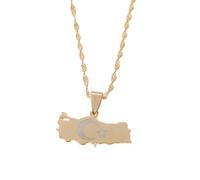 For Turkish Stainless Steel Pendant Necklaces Jewelry Gold Color Items for Bridal Women Man Party Gifts Earrings Sets Round Ball Jewelry (Model 1)