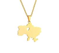 For Ukrainian Symbol Stainless Steel Map Pendant Necklaces Map Jewelry Gold Color Items for Bridal Women Man Party Gifts Earrings Sets Round Ball Jewelry (Model 15)