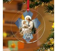 For We Walk Faith No by Sight - Adorno de Navidad para Pascua, belén personalizado, discos acrílicos transparentes, recuerdo de Jesús cristiano para decoración de árbol de Navidad, placa de nombre