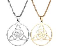 For Witch's Irish Knot Map Flag Pendant Necklace,World Map Ethnic Flag Symbol Necklace for Men Women,Stainless Steel Clavicle Chain,Patriotic Charm Jewelry,Adjustable Chain Accessories Gift (C)