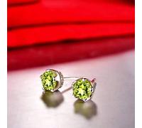 for Women, 925 Peridot Korean Version of Emerald Earrings, Olive,