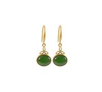for Women, Chinese Eardrop S Plated Personality Jasper Nephrite Female Oval Hook Earrings