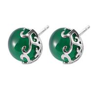 for Women, Earring S925 Korean Green Agate Hot and Wet Female Stud Earrings Jewelrygreen