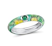 For Women Purple Green Colorful Enamel Ring Eternity Ring Handmade