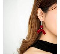 for Women, S Red Earrings with Ribbon and Stud Female Gift, Tray,