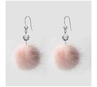 for Women, S925 Earrings Female Korean Art Diamond Girl Sweet Hairy Cute Fashion Earringspink