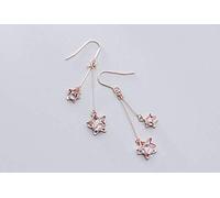 for Women, S925 Earrings Female Korean Fashion Cute Five-Pointed Star Diamond Soft Rose