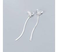 for Women, S925 Earrings Female Korean Personality Sweet Butterfly Long Tassel EarringsPink Diamond