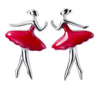 for Women, S925 Korean Literary Red Skirt Ballerina Earrings Cute and Sweet Pink