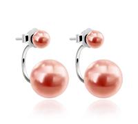 for Women, S925 Shell Synthetic Pearl Double Earrings Jewelry Pink