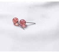 for Women, S925 Strawberry Crystal Small Earrings Female Sweet Temperament Korean Personality Dark Needle