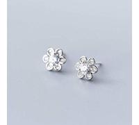 for Women, S925 White Mushroom Nail Female Korean Art Cute Six Petals Small Flower Diamond Fashion Earrings Rose