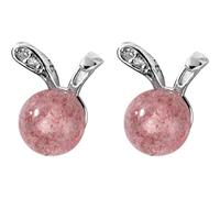 for Women, S925 White Mushroom Nail Female Korean Art Rabbit Earrings Temperament Cute Strawberry Crystal Girl