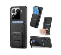 (For Xiaomi 15 Pro) Carbon Fiber Card Bag Fold Stand Phone Case
