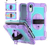 For Xiaomi Redmi Pad 2 11 Inch Released 2025 Heavy Duty Rugged Case, Shockproof Protective Cases with Hand Strap Shoulder Strap Stable Kickstand Silicone Shell Tablet Case(Purple+Green)