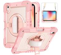 For Xiaomi Redmi Pad 2 11 Inch Released 2025 Heavy Duty Rugged Case, Shockproof Protective Cases with Hand Strap Shoulder Strap Stable Kickstand Silicone Shell Tablet Case(Rose Gold)