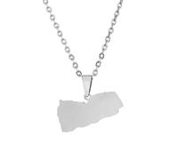 For Yemen Stainless Steel Map Pendant Necklaces Map Jewelry Gold Color Items for Bridal Women Man Party Gifts Earrings Sets Round Ball Jewelry (Model 7)
