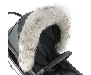 For-Your-Little-One aFHACWS-LG521 - Pram Fur Hood Trim Compatible On Seed, Color Light Grey