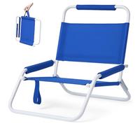 FORA Silla Plegable Reclinable para Playa - Estructura Metálica Blanca, Asiento de Poliéster 600D Reforzado, Acolchado en Reposabrazos y Cabezal, Diseño Ligero con Asa Incorporada