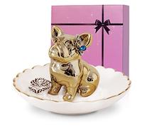 FORAGIFT Regalo para mujeres: el soporte de cerámica para anillos de Bulldog es un maravilloso regalo para amantes de Bulldog, madre, hermana, tía, novia, regalos de boda de cumpleaños para ella
