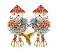 Foraging Bird Toys - 7.87 Inch Shredding Enrichment Balls for Stimulating Play, Chewing and Exercise with Parrot, Pet Bird Toy for Cockatoo, Canary, Lovebird, Finch, Grass Ball, Metal, Cage Use