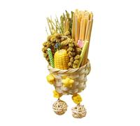 Foraging Toy - Bird Chew Toys 8x22cm | Natural Straw And Corn Husk Shredder, Interactive Foraging Enrichment Toy For Lovebirds Conure Cockatiel, Decorative Hanging Cage Accessory For Beak Health