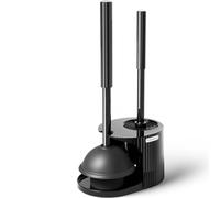 FORASTO Juego de émbolo y Cepillo de Inodoro 3 en 1, Cepillo de Ranura para Huecos, émbolo de Mango extendido, Juego de émbolo de Cepillo de Inodoro, Herramientas de Limpieza de baño, Combo de émbolo