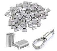 Forbabe 100 Piezas Abrazadera de Cable 2mm Aluminio Virolas de Dobles Abrazaderas de Aluminio, Abrazaderas de Cuerda de 2 mm(2mm)
