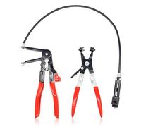 Forbabe 2 alicates de abrazadera de manguera, función de bloqueo de trinquete, abrazaderas de manguera, alicates con cuello recto con eje de alambre para reparaciones de automóviles para quitar e