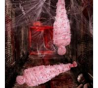 Forbabe 2 juegos de accesorios falsos de cadáveres de Halloween, decoración espeluznante de Halloween, saco para cadáveres con 150 cm, muñeca inflable de tamaño real, tela sangrienta/vendajes