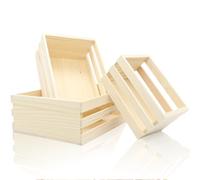 Forbabe 3 cajas de madera pequeñas, cesta de regalo creativa, con 3 tamaños | Cajas de madera decorativas vintage, caja de regalo reutilizable para cesta de Pascua, caja de vino, caja de frutas