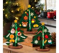 Forbabe 3 Piezas Kit de Árbol de Navidad de Fieltro, Manualidades de Fieltro para Navidad DIY Kit de Manualidades de Navidad con Papá Noel, Reno, Muñeco de Nieve, Mini Árbol de Navidad de Mesa