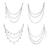 Forbabe 4 unidades de cadena para pantalones de plata, cadena punk vaquera, cadena de falda, cinturón de hip hop, llavero, punk, cinturón, cadena para pantalones para mujer y hombre, 25cm, Metales