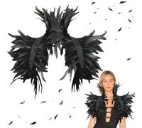 Forbabe Cuello de plumas negro, disfraz de cisne negro para mujer, disfraz de cuervo para mujer, plumas góticas, hombros para carnaval, mascarada, cosplay, fiestas