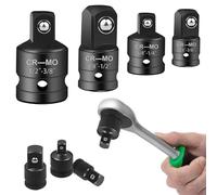 Forbabe Juego de 4 adaptadores de vaso de vaso, superficie cromada, adaptador para carraca de 1/4 a 3/8, 3/8 a 1/4, 3/8 a 1/2, 1/2 a 3/8